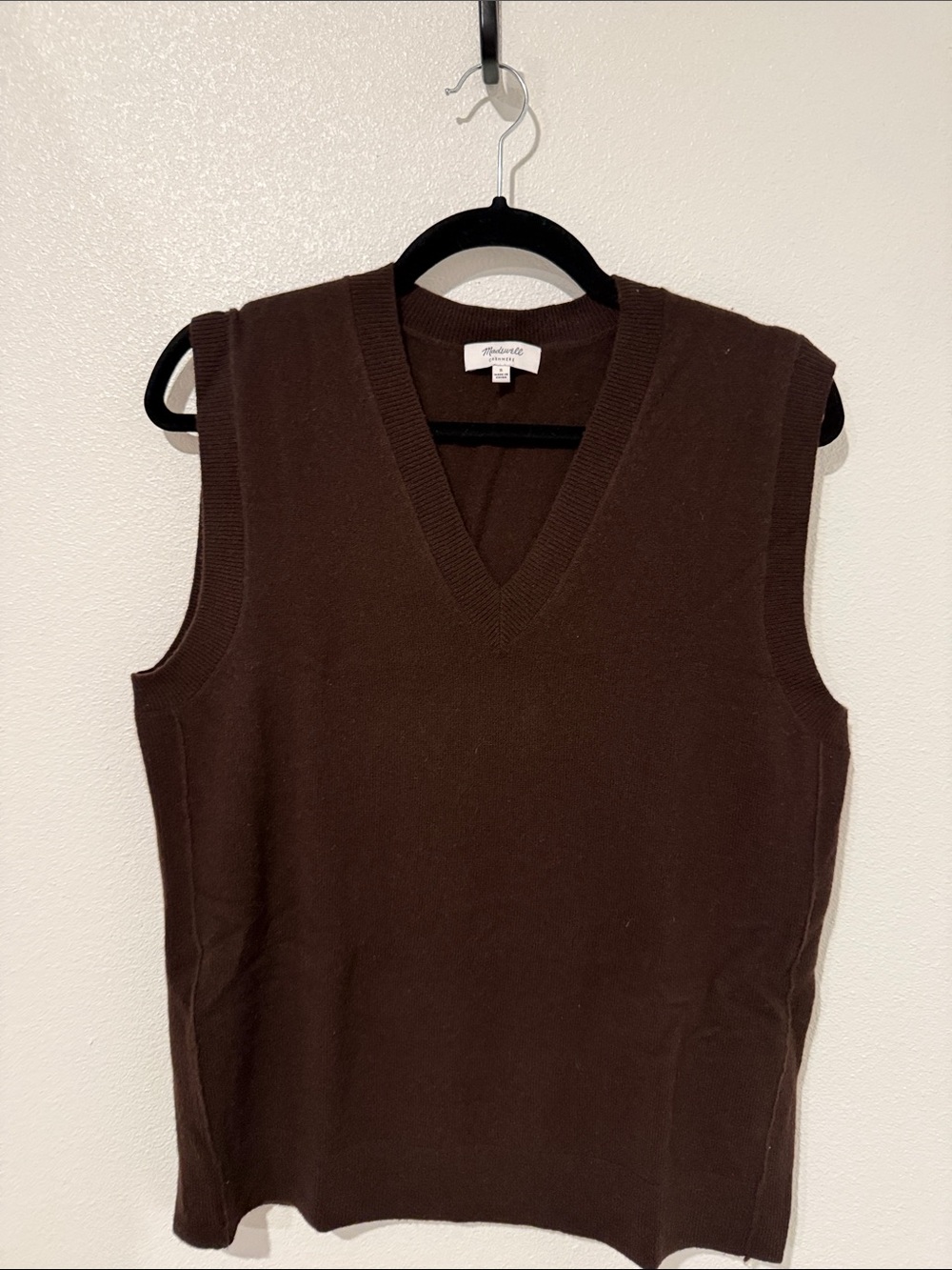 Madewell Cashmere Chocolate Brown V-Neck Knit Tank Top